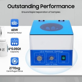 110V LD-3 Lab Benchtop Centrifuge 4000RPM Electric Centrifuga Machine with Timer 0-60min and Speed Control Capacity 50ml x 6 Tubes for Medical Laboratory Practice
