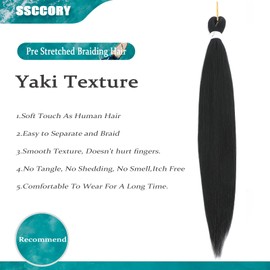 30 Inch Pre Stretched Braiding Hair，6 Packs Soft Yaki Texture EZ Braid for Box Braids Hot Water Setting Synthetic Fiber Hair Extensions（2#）
