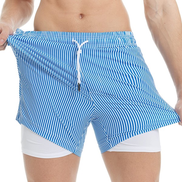 MaaMgic Mens Swim Trunks with Compression Liner 2 in 1