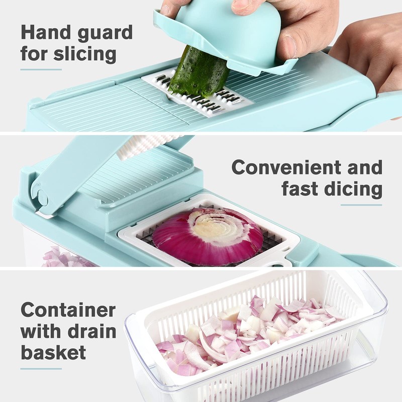 KEOUKE Vegetable Chopper Mandoline Slicer Blue - 12 in 1
