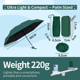 ZOMAKE Mini Travel Umbrella - Compact Folding Umbrells, Lightweight Portable UV Protection with Cute Capsule for Sun and Rain