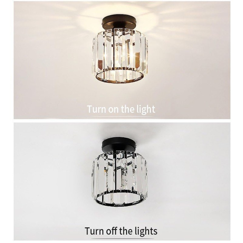 Vinilky Modern Crystal Chandelier Ceiling Light, Flush Lighting Fixture Ceiling