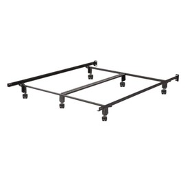 California King Size Metal Bed Frame for Box Spring - Locking Roller Casters with 6 Total Casters and Center Support - Fits Cal King 72 x 84 inch Foundation and Mattress.