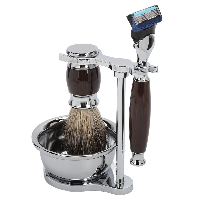 Men Manual Trimmer Kit Trimming Soap Bowl Stand Beard Brush