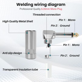 Togconn Right Angle 6.35mm 1/4 Inch TS Mono Plug 10 Pack, 90 Degree 1/4" Solder Type DIY Audio Cable Adapter Connector, Metal Housing for Guitar/Speaker/Microphone Audio Cable Repair Replacement