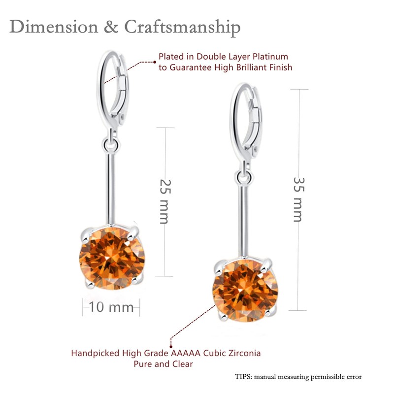 VONSSY Gemstone Drop Dangle Earrings | Stylish 18k Platinum/Gold Plated