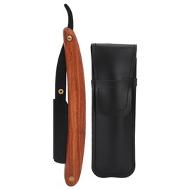 Straight Edge Razor Men Barber Stainless Steel Folding Manual Shaver with PU Leather Sheath for Home