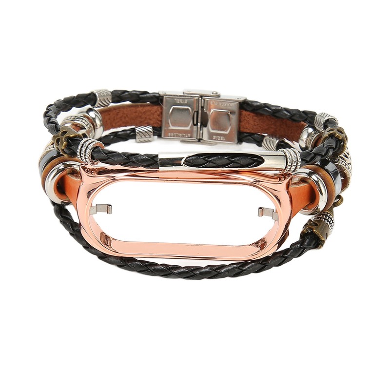 for Xiaomi Mi Band 7 Leather Strap Metal Snap Retro