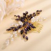 Rumtock Purple Rhinestones Beads Pearl Hair Comb for Wedding Brides
