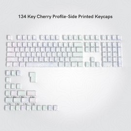 dagaladoo PBT keycaps,White Topographic keycaps 60 75 Percent,Colored line,Shine Through keycaps,Side Printed keycap,Cherry Profile keycaps for100%, 75%, 65%, 60% Keyboard(only keycaps)