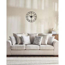 SkyNature Wall Clock, 18 Inch Large Roman Numerals Wall Clocks Battery Operated Slient Non Ticking, Vintage Farmhouse Black Metal Indoor Outdoor Clocks for Living Room, Bedroom, Kitchen, Patio Decor