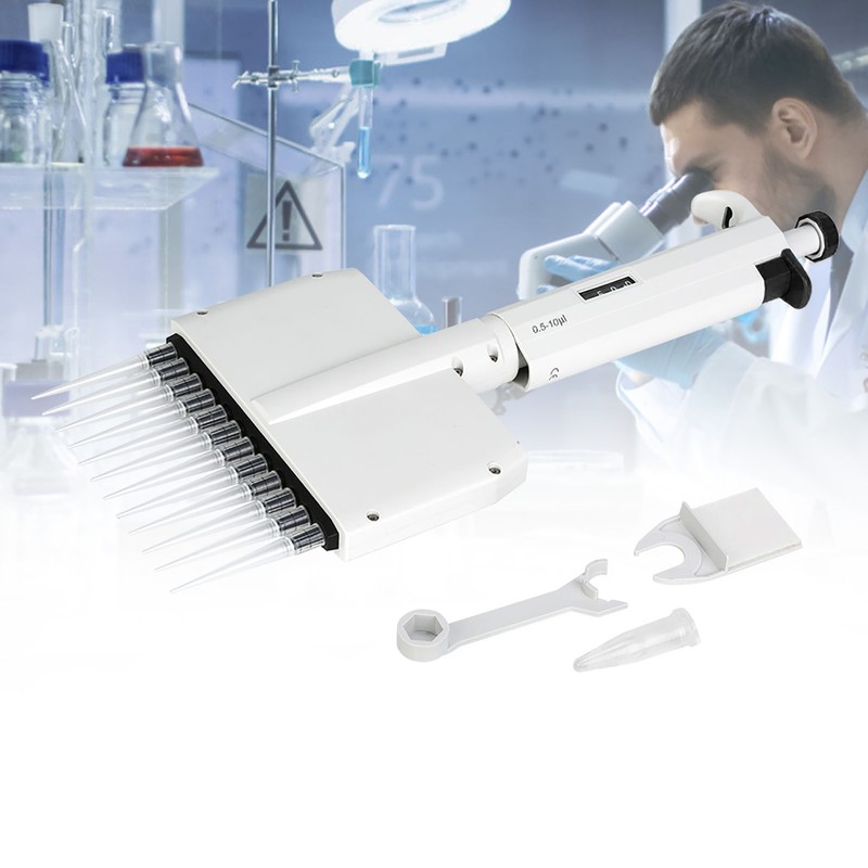 12 Channel 0.5-10μl Manual Adjustable Pipette Micro Transfer Pipette Pipet