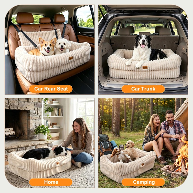 Pawaboo Dog Car Seat Bed, Memory Foam Booster for Medium/Large