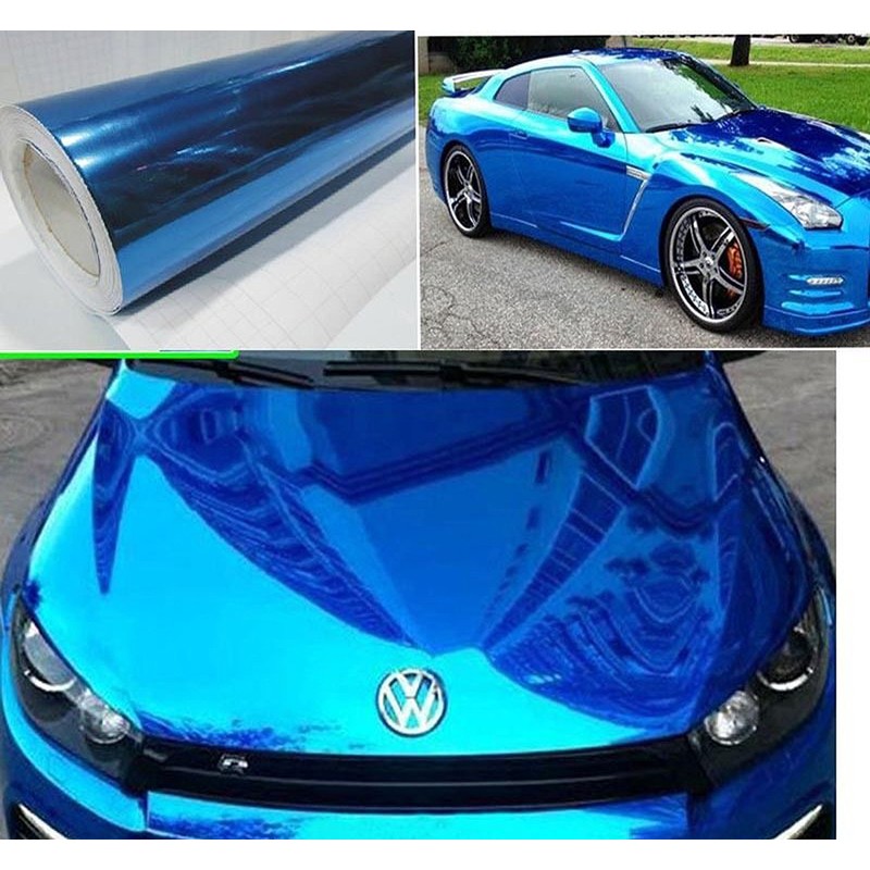 DIYAH High Gloss Blue Chrome Mirror Vinyl Car Wrap Sticker