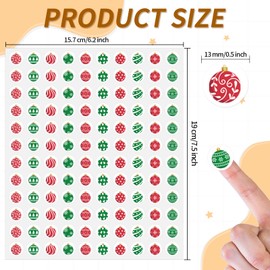 2400 Pcs Small Sticker for Kids,Cute Paper Decals 10 Designs Self-Adhesive Stickers for Envelopes Scrapbook Gifts DIY Supplies,0.5in（Christmas Balls）