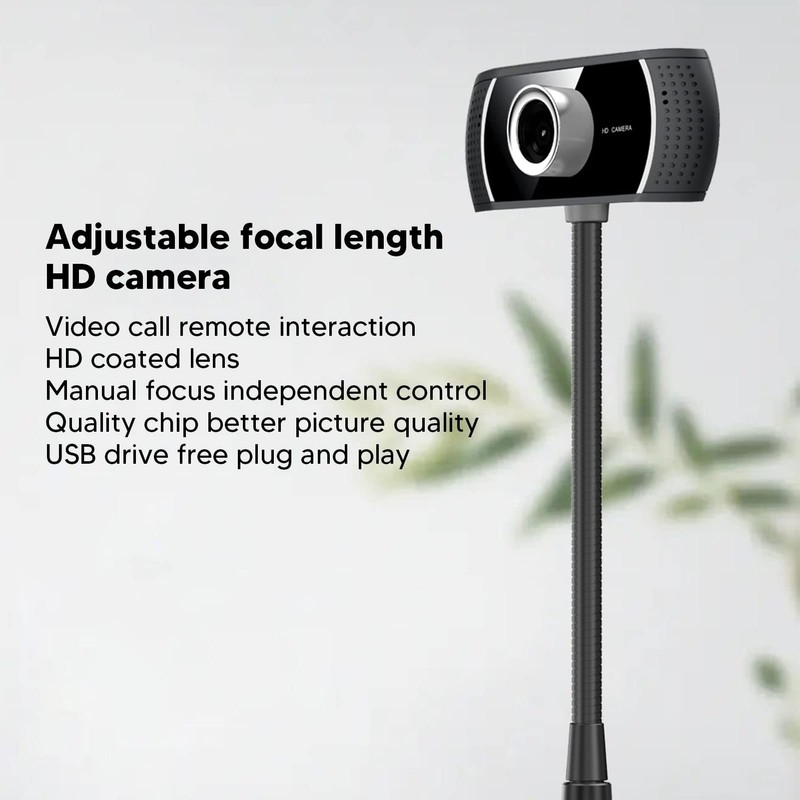 HD Webcam, USB Webcam with Manual Focus and Microphone, USB