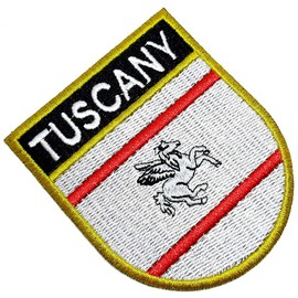 BE0229ET 01 BR44 Tuscany Italy Italia Country Flag Embroidered Patch Gold Border Uniform Kart Kimono, Iron or Sew