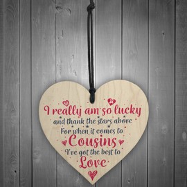 RED OCEAN Got The Best Cousins Wooden Heart Family Plaque Thank You Gift Birthday Present