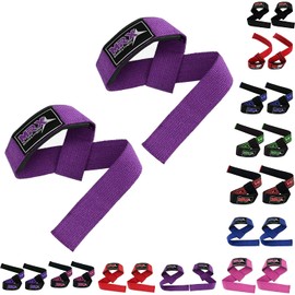 MRX Weight Lifting Bar Strap for Gym Workout Training Bodybuilding Deadlift Padded Straps Men/Women (Purple)