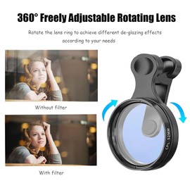 NRETRU 52mm Clip-on CPL Filter Phone Camera Lens Filter,Circular Polarized Lens CPL Filter with Phone Clip