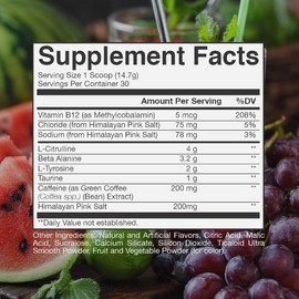 BUM Essential Pre Workout Powder | Chris Bumstead Signature Essential Pre Workout | Caffeine, L-Citrulline, L-Tyrosine, & Beta Alanine Blend | 30 Servings (Watermelon Grape)