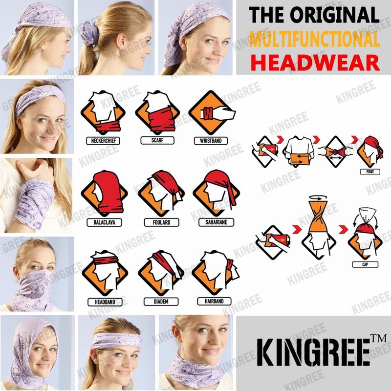 KINREE 6PCS Outdoor Magic Scarf, Elastic Headbands, Headscarves, Headwear, Mask