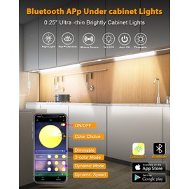 CZYJPRL Dimmable 12 Inch Ultra Thin Under Cabinet Lighting, Under Cabinet Lights Plug in, Multi-Color Super Bright LED Lights Bar Under Counter Lights Indoor for Kitchen, Shelf, Closet, Desk (3 Pack)