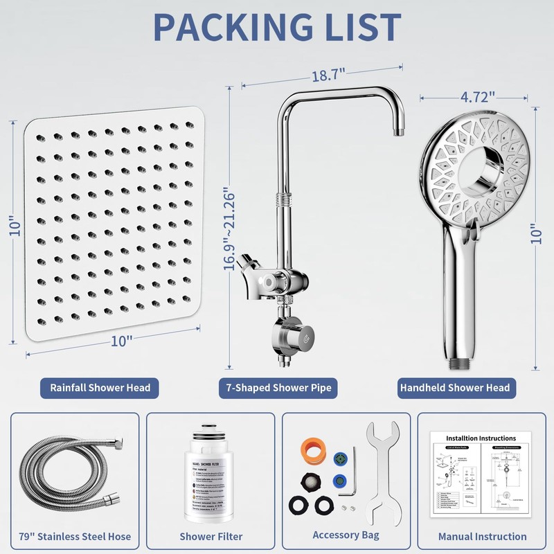 SINGSUO Filtered Rain Shower Head with Handheld Spray Combo, High
