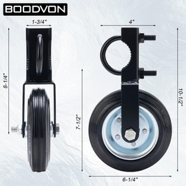 BOODVON Gate Wheel Gate Caster Kit with 1-5/8" Thru 2" Gate Frames, 6 Inch Heavy Duty Gate Helper Wheel Gate Support Wheel for Chain Link Fence Swing Gate, Black, 1 Pack