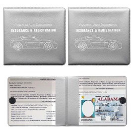 Yourkar 2PCS Car Registration Insurance Holder, Vehicle Glove Box Car Organizer with Magic Tape Closure, Driver License Keeper for Cars, Car Accessories (Big Car, Gray