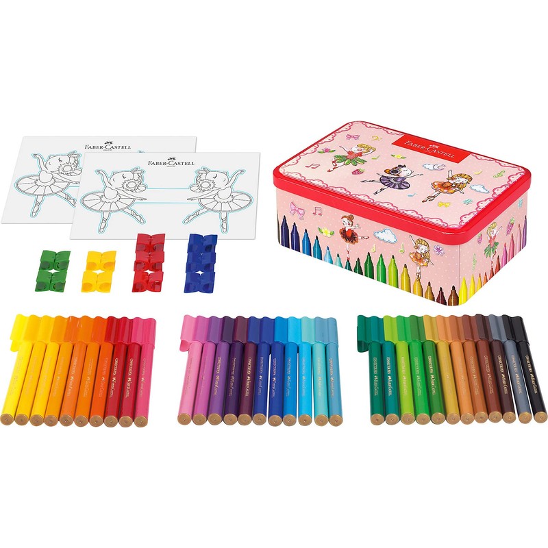 Faber-Castell 155534 - Filzstifte Connector Ballerina Etui mit 33 Stiften
