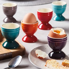 Cooks Professional Set of 6 Stoneware Rainbow Egg Cups Assorted Colours