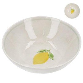 Gisela Graham Decorative Ceramic Mini Bowl with Lemon Design, White