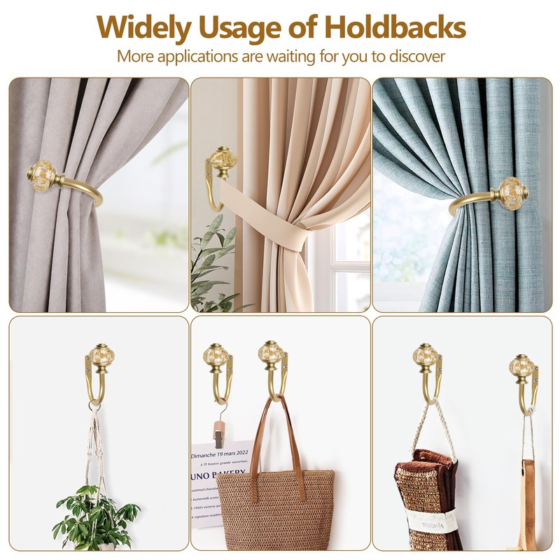 2 Pack Curtain Holdbacks, USFOOK Decorative Window Drapery Tiebacks (2
