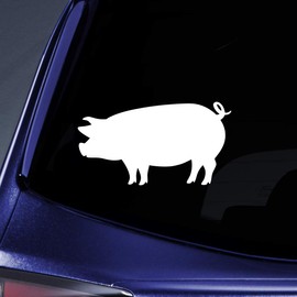 Bargain Max Decals Pig Silhouette Sticker Decal Notebook Car Laptop 5.5" (White)