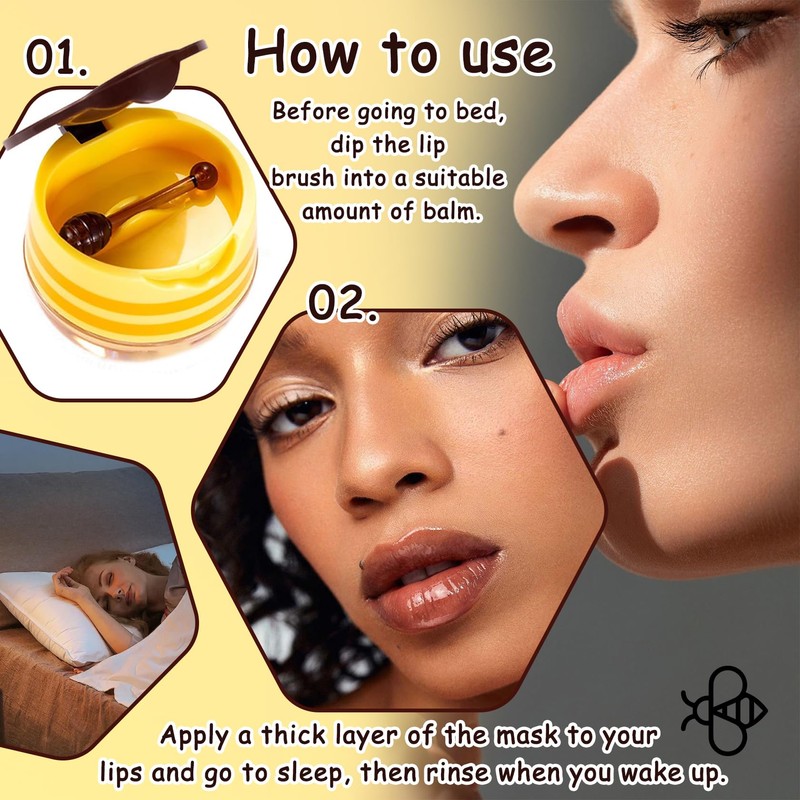 Bee Lip Balm Honey Pot,Moisturizing Honey Pot Overnight Lip Balm