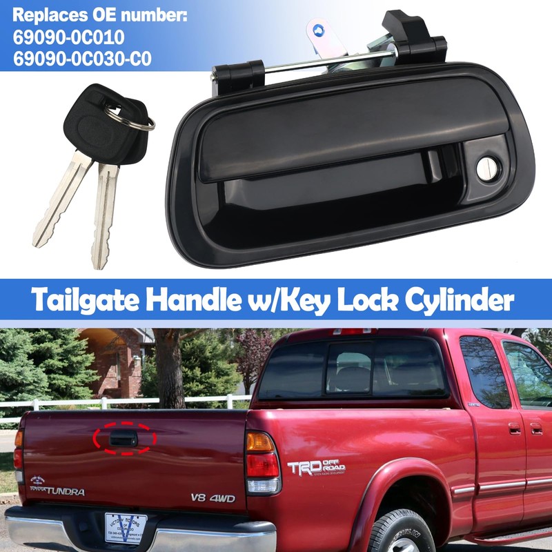 Osompar Exterior Tailgate Handle with Key Lock Cylinder Compatible with
