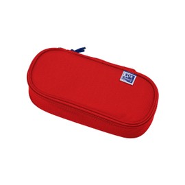 Oxford Girls Boys Oval Pencil Case with Pen Holder Durable Red