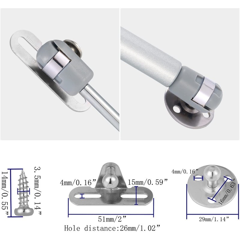 60N/14.5 lb Hydraulic Cabinet Hinge, Soft Close Lid Supports &