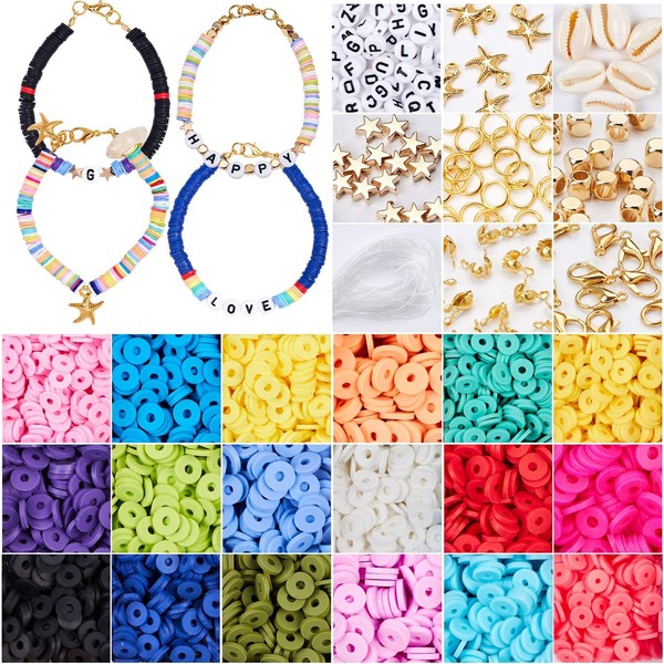 4800 Pcs Flat round Polymer Clay Spacer Beads for Jewelry