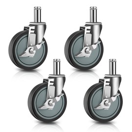 Besitu 5 inches Stem Casters for Wire Shelving Racks, Heavy Duty Wheels with Brake Set of 4 Swivel Casters Scaffolding Wheel Replacement (.864" x 2-3/16")