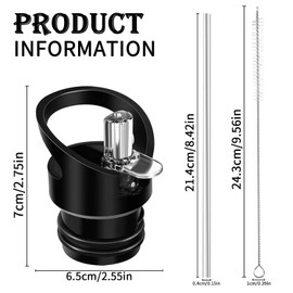 Prmape Pack of 2 Replacement Lid Straw Lid, Replacement Lid for Water Bottle with Straw, Straw Lid Wide Mouth, Sports Caps, Water Bottle Accessories for Water Bottles, Stand Bottles, Water Bottles