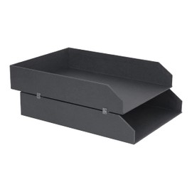 Bigso Box of Sweden, MDF 789245601 N Courier Stackable Bins Set of 2 Dark Grey 31 x 23 x 6 cm