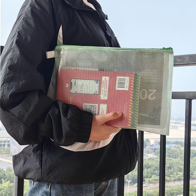 10 PCS Mesh Document Bag, Waterproof Zipper Pouch A4 Size