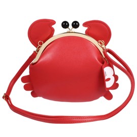 Kichvoe Crab Handbag with Crab Keychain Crab Shape Crossbody Shoulder Bag Crayfish Shells Bag PU Leather Animal Purse for Women Girl
