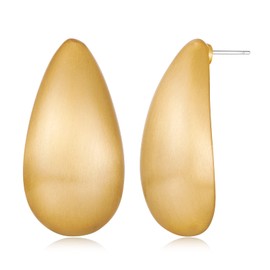 MUYAN Brushed Gold Long Waterdrop Earrings for Women Matte Gold Droplet Earrings Long Teardrop Earrings