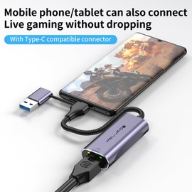 USB C 3.0 to Ethernet Adapter, USB 3.0 to Gigabit Network Connector, Type-C to RJ45 Internet Port Converter, Compatible with MacBook, Surface Pro, Windows 11/10/8/7, XP, Vista, Mac Computers