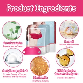 5PCS Doppelkinn Maske,Doppelkinn Straffer Vermindert Rimpels,Donkere Vlekken En Fijne Lijntjes,V Line Lifting Mask Gesichtstape für Jugendliche Konturen,Kinnmaske Doppelkinn mit Massagestab