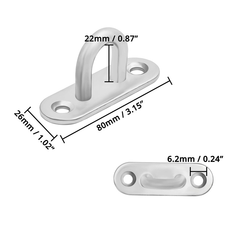 BELLE VOUS M8 Stainless Steel Pad Eye Plate Hooks (8