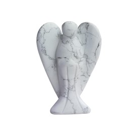 Sunshcat Natural White Howlite Turquoise Healing Crystal Prayer Guardian Angel Statue,2 Inchs Carving Pocket Palm Crystals and Healing Stones Figurines Decoration